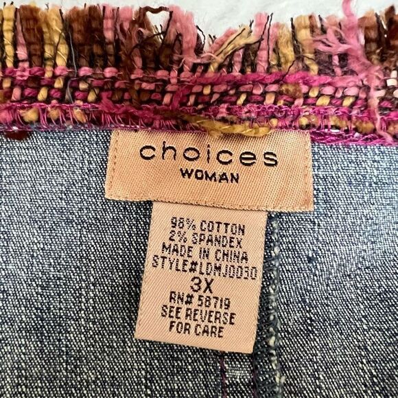 Choices woman denim open front jacket with tweed trim size 3X - Picture 4 of 6